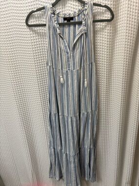 J. Crew Blue and White Striped Maxi Dress